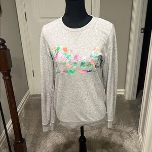 PINK Victoria's Secret Gray Sweatshirt with Colorful Logo